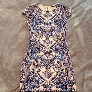 Blue and pink paisley printed dress